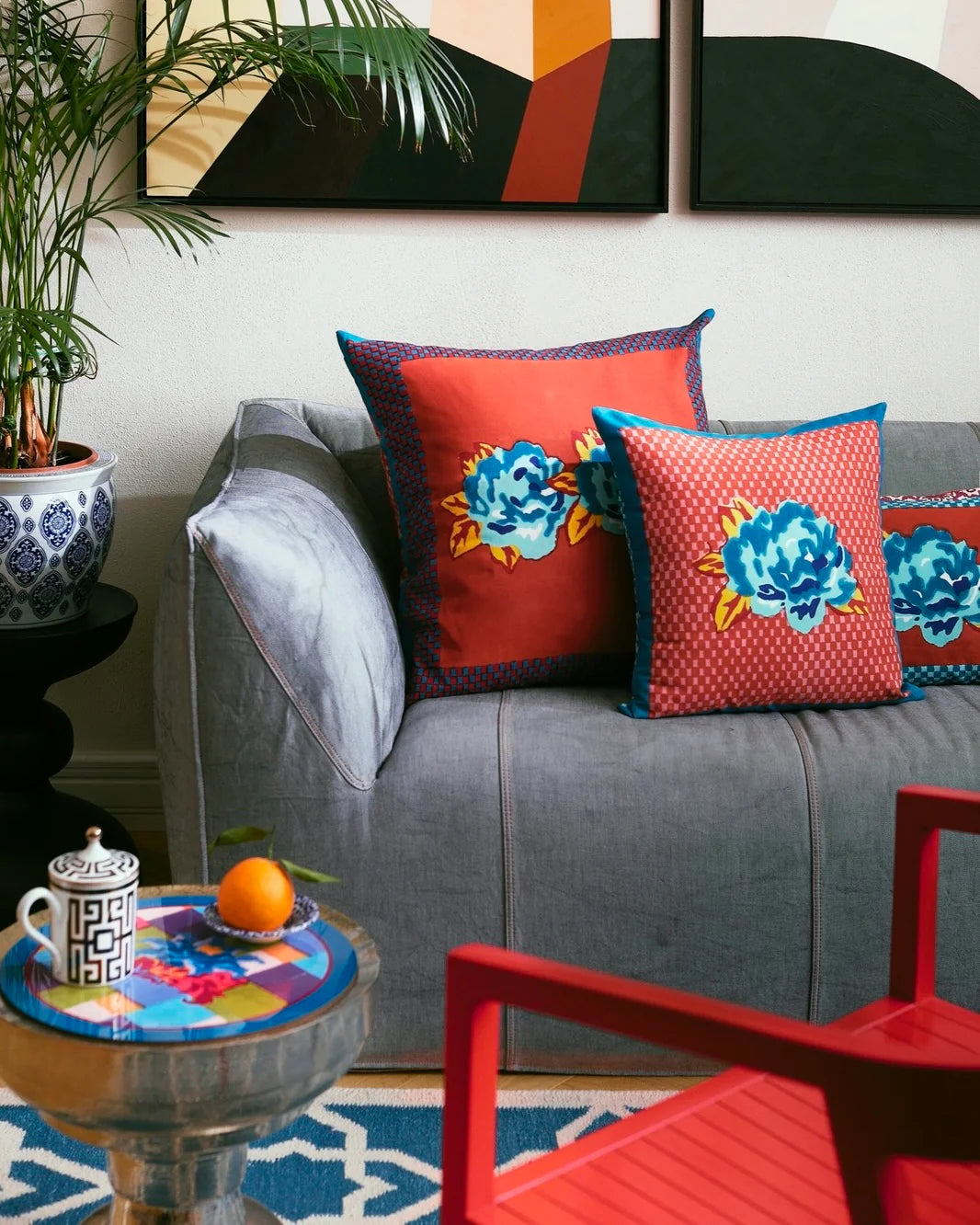 Double Peonia Rust Old Pink Cushion Cover – 60X60 | Lisa Corti