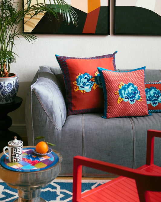 Double Peonia Rust Old Pink Cushion Cover – 60X60 | Lisa Corti