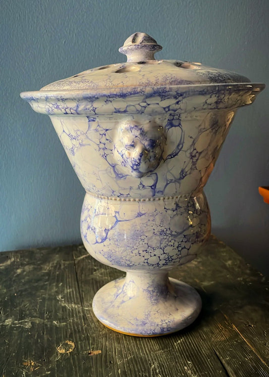 Dark Blue Marbleized Lion Tulip Vase – Medium | Handmade Erik Bendtsen Ceramics