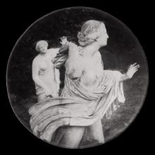 Villa Médicis Saucer - Garden and Statues, set of 6 by Astier de Villatte, B2B view on black background
