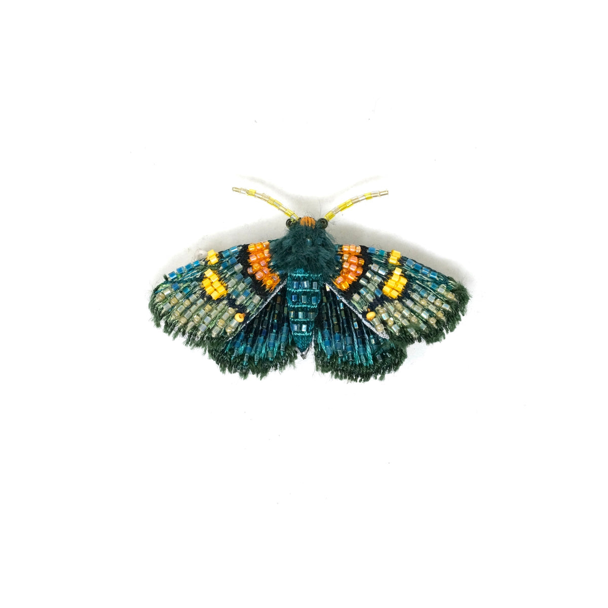 Africa Peach Moth hand-embroidered brooch by Trovelore at BON TON goods