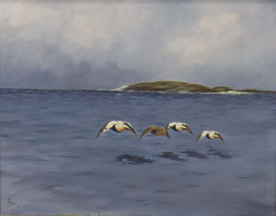 Anshelm Paulsson, Swedish, Painting of Birds Over Water