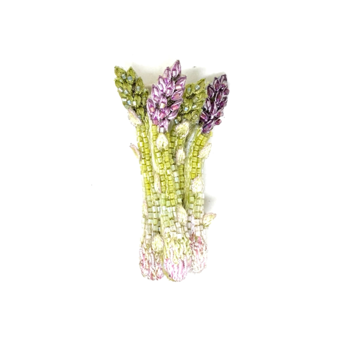 Asparagus hand-embroidered brooch by Trovelore at BON TON goods