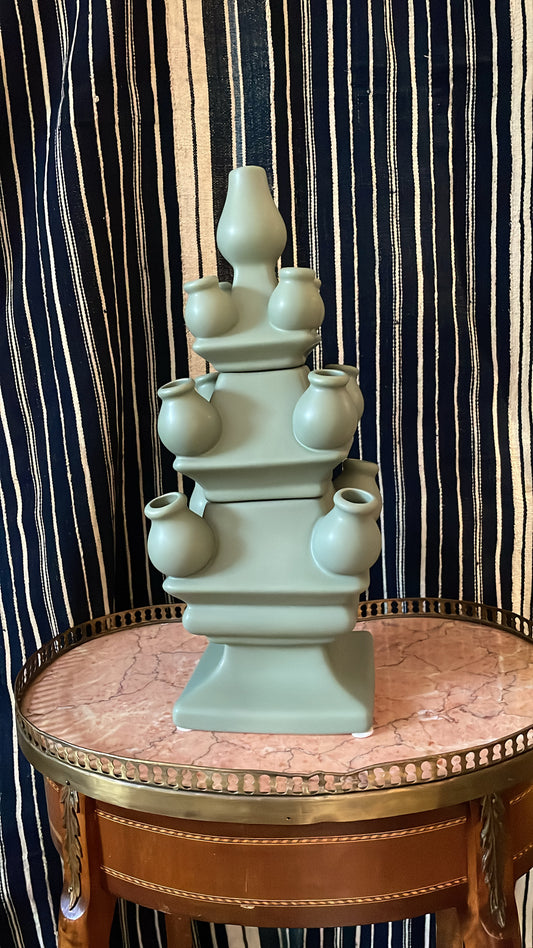Three Tier Tulip Vase Moss Green | Heinen Delfts Blauw