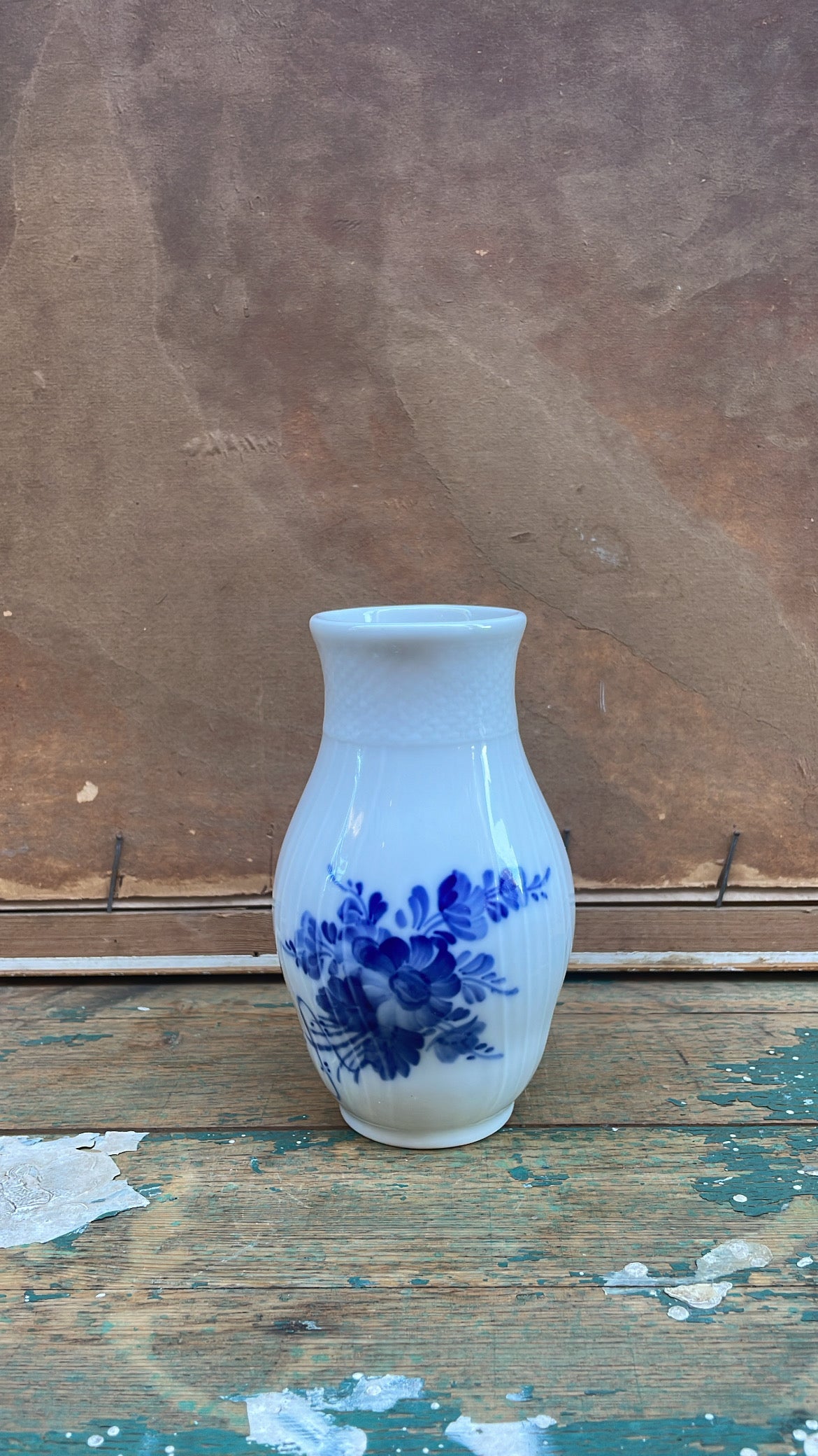 Royal Copenhagen Hand-Painted Blue Floral Vase