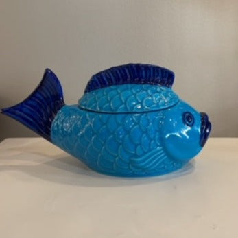 Vintage Blue Fish - Guldkroken blå fisk Märta Grunditz