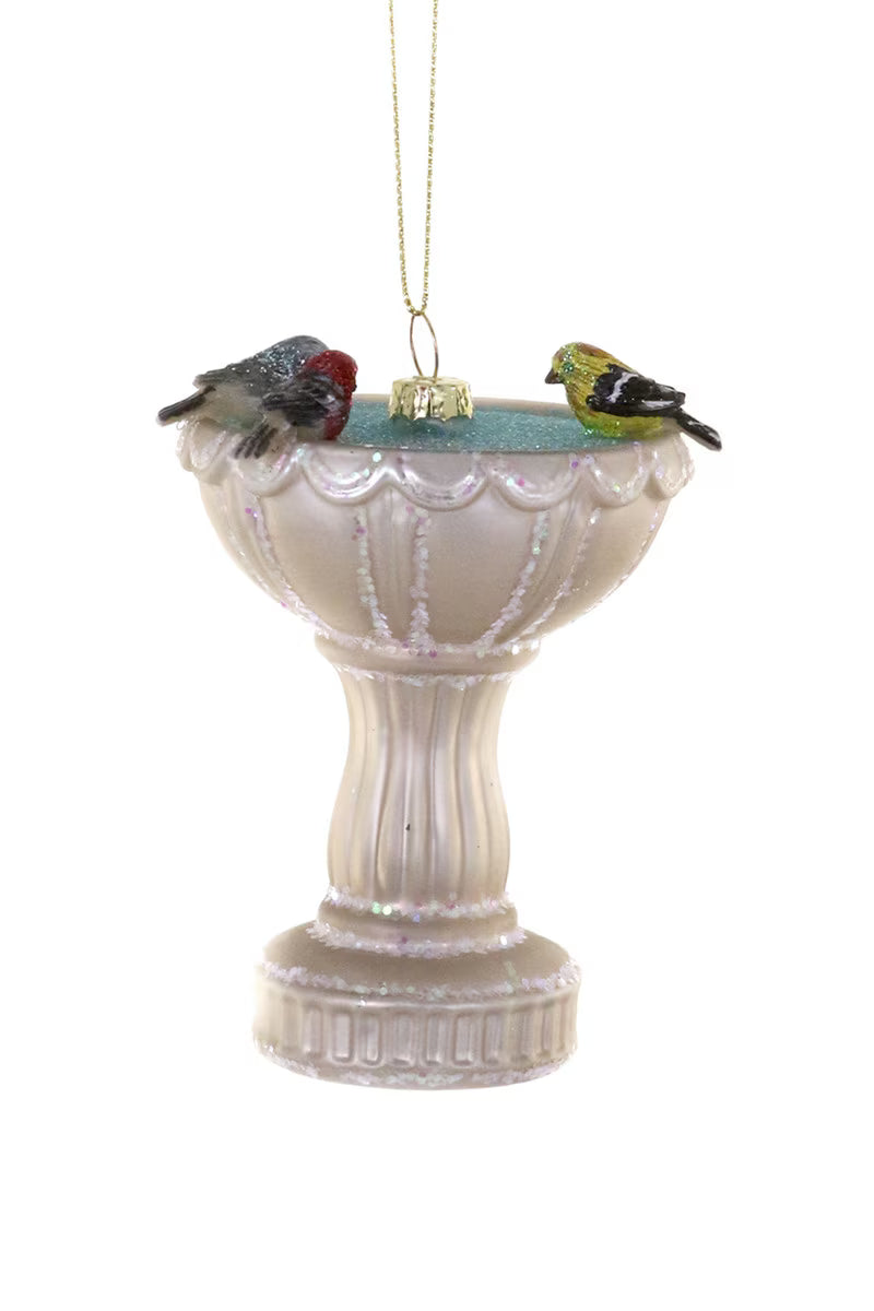 Bird Bath Glass Christmas Ornament