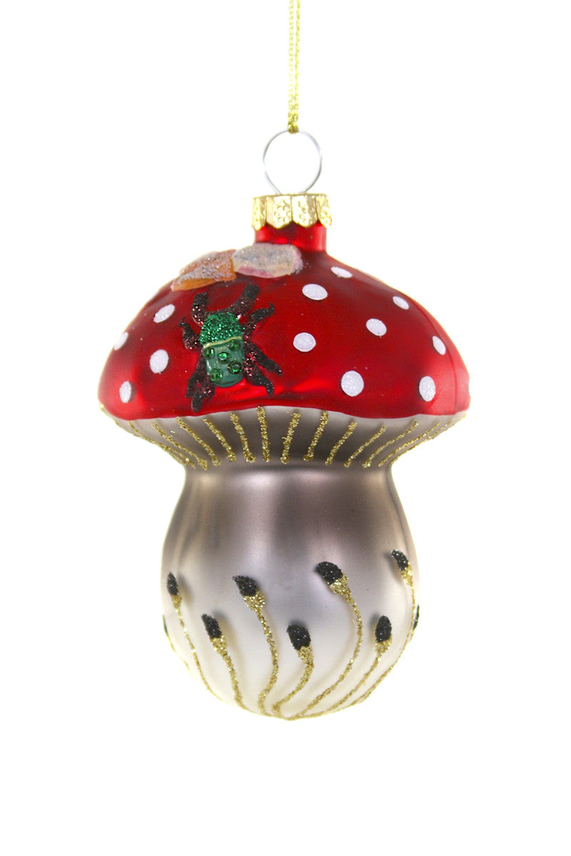 Red Glass Mushroom with Beetle