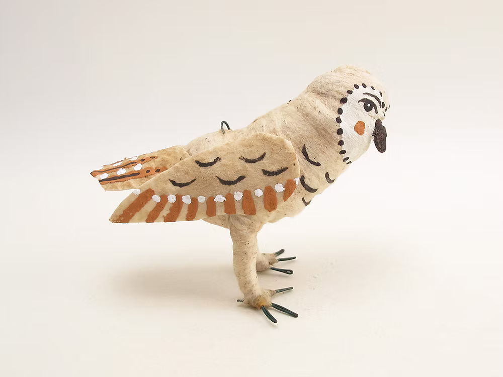 Barn Owl Ornament/Figure | Vintage by Crystal Spun Cotton Ornament