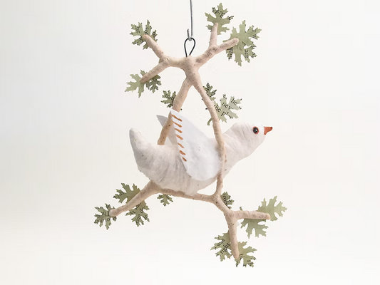 Bird Perch Ornament | Vintage by Crystal Spun Cotton Ornament