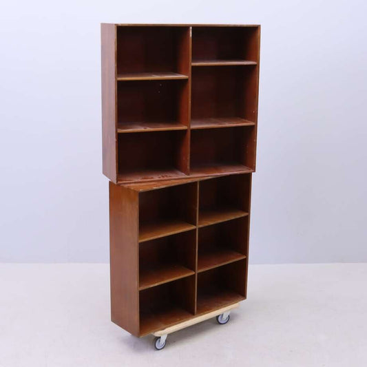 Pair of Mid-Century Stained Hardwood Bookshelves, 75 × 75 × 24 cm