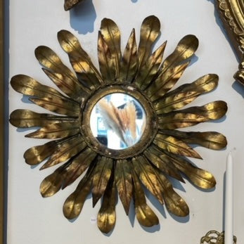 Antique French Brass Starburst Mirror