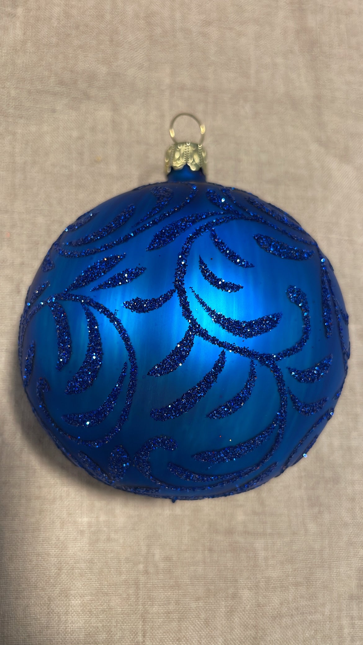Red Reflecting Ball with Velvet Pattern| Nostalgie Christbaumschmuck