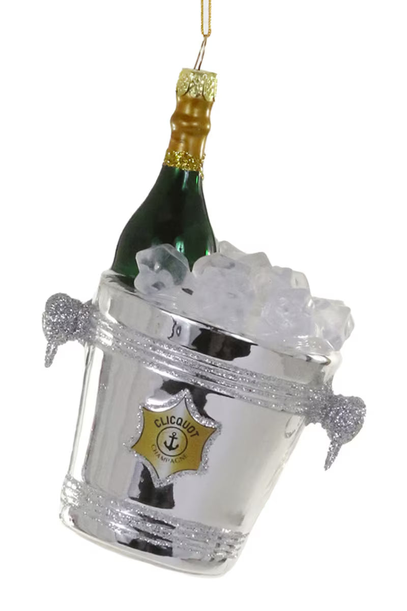 Champagne on Ice Glass Ornament – Festive Holiday Celebration
