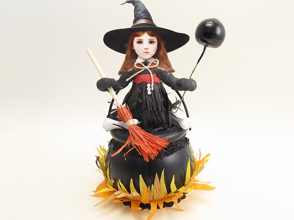 Cauldron Witch Figure | Vintage by Crystal Spun Cotton Ornament