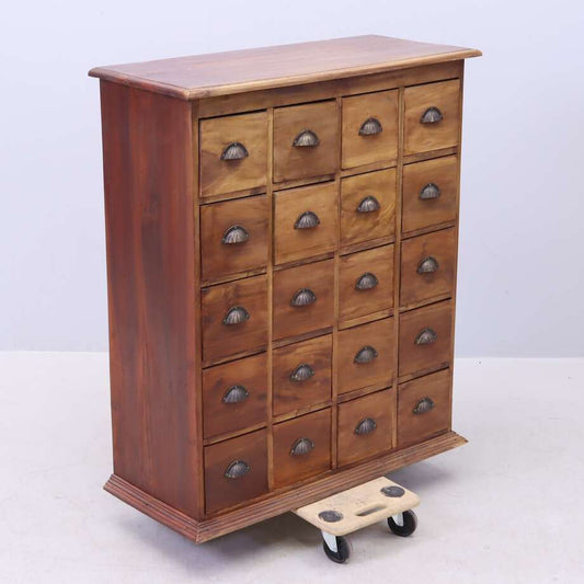 Indian 20-Drawer Apothecary Chest with Shell Pulls, 90 × 37 × 103 cm