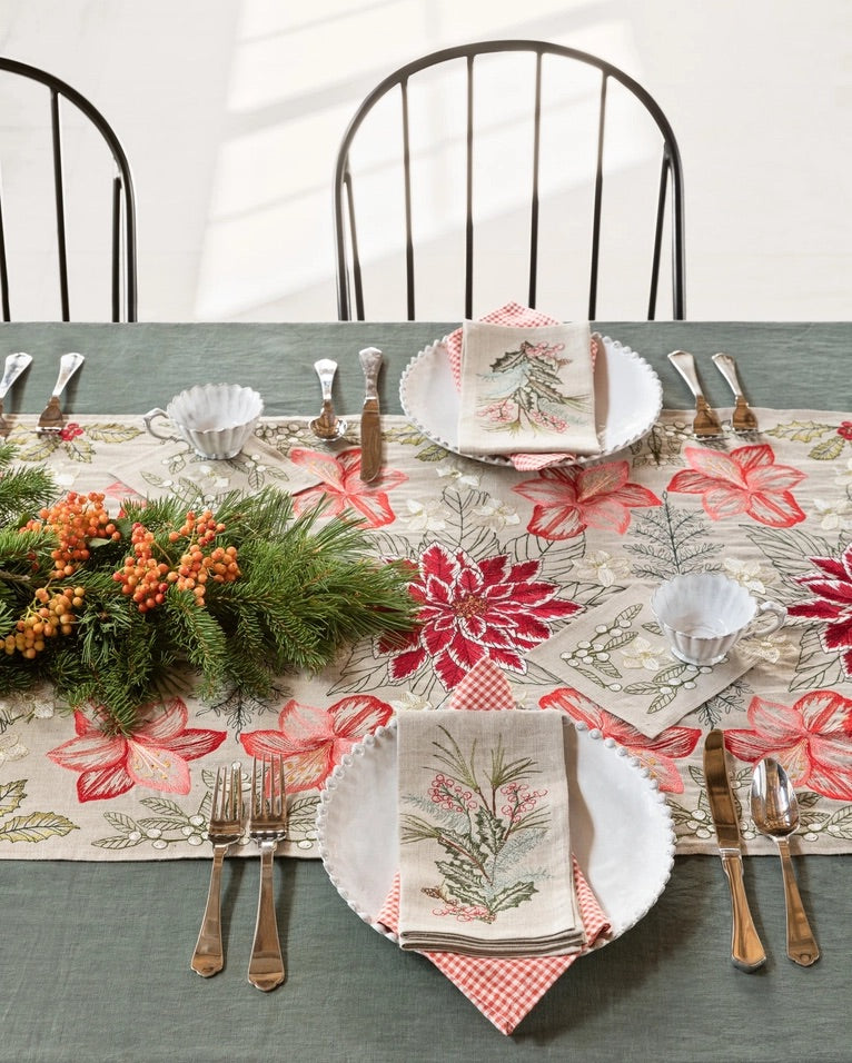 Christmas Flowers Table Runner | Coral & Tusk