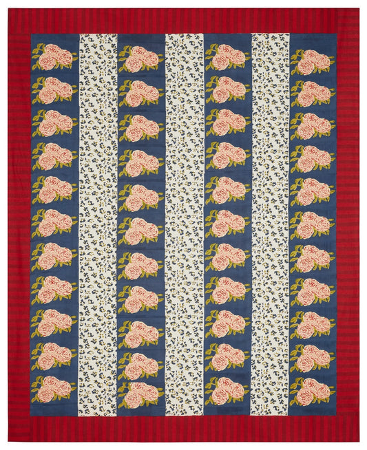 Leopard Stripes Dark Blue Cotton Cloth 220 x 270 | Lisa Corti