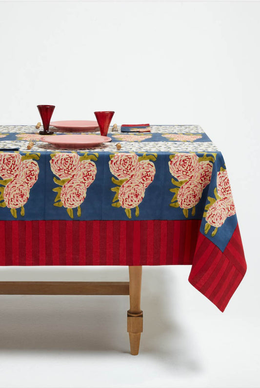 Leopard Stripes Dark Blue Cotton Cloth 220 x 270 | Lisa Corti