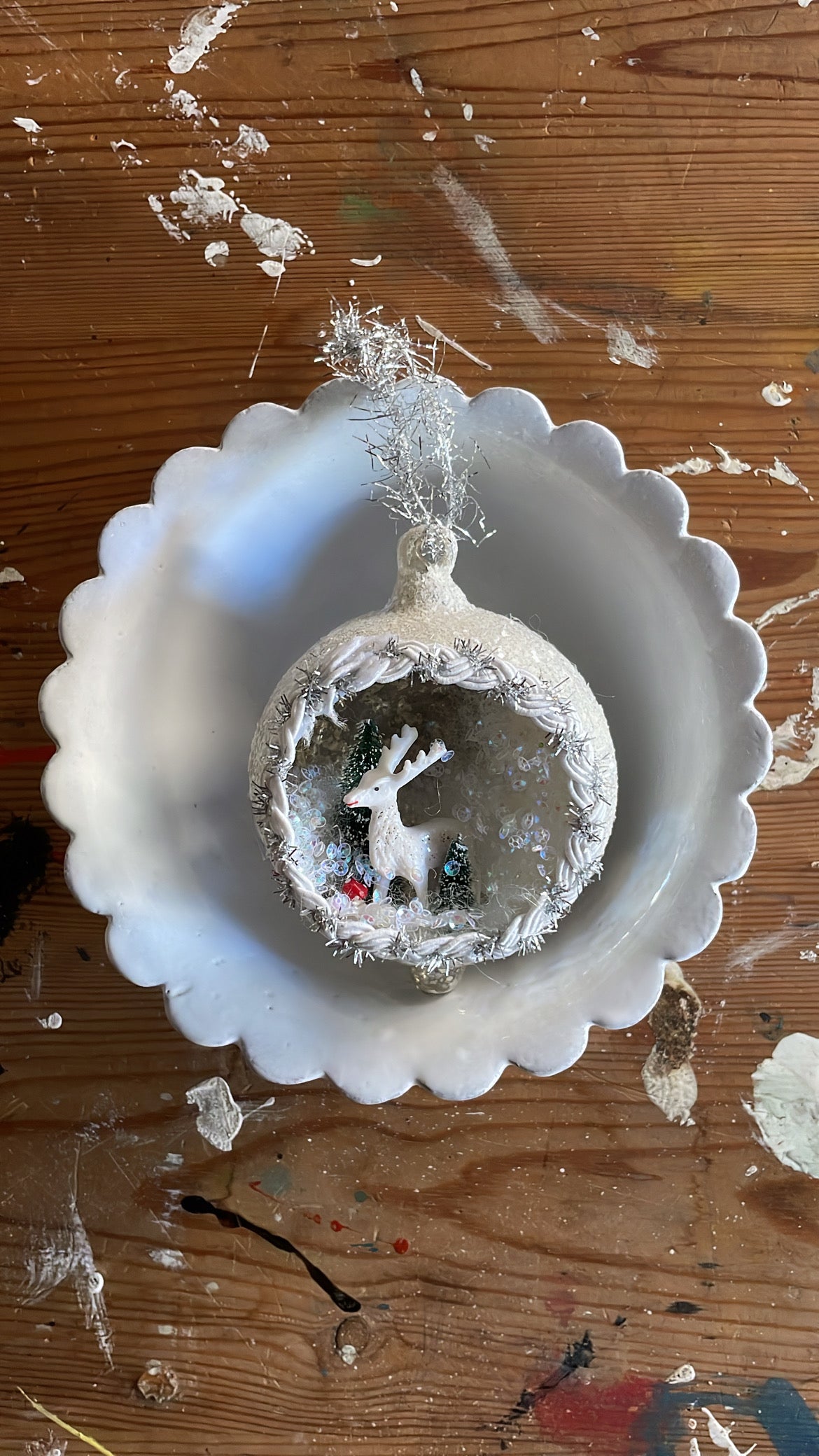 Vintage Diorama - With Deer | Christmas Ornament