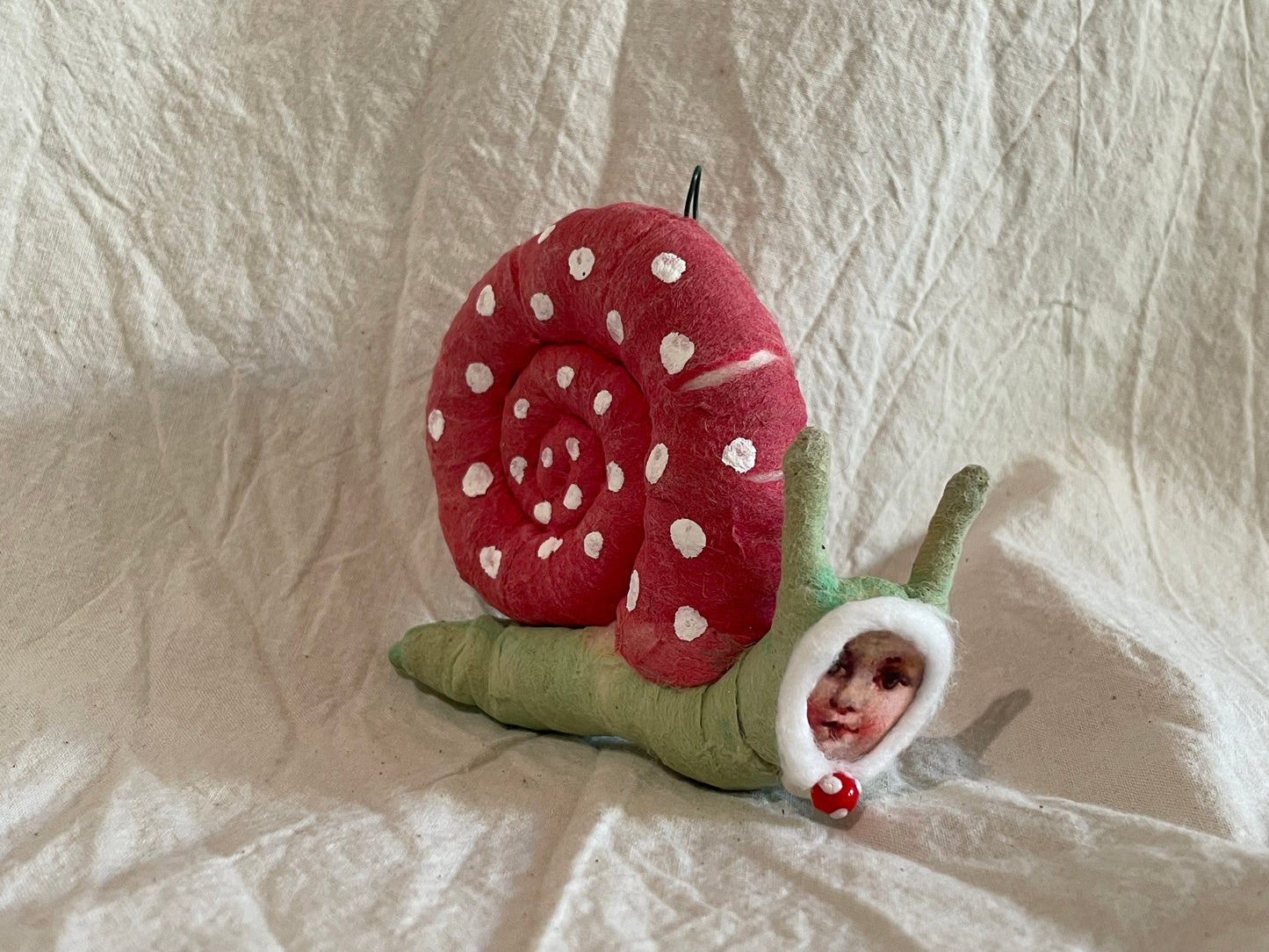 Snail Person -Red Shell Ornament - Vintage by Crystal | Vintage by Crystal Spun Cotton Ornament