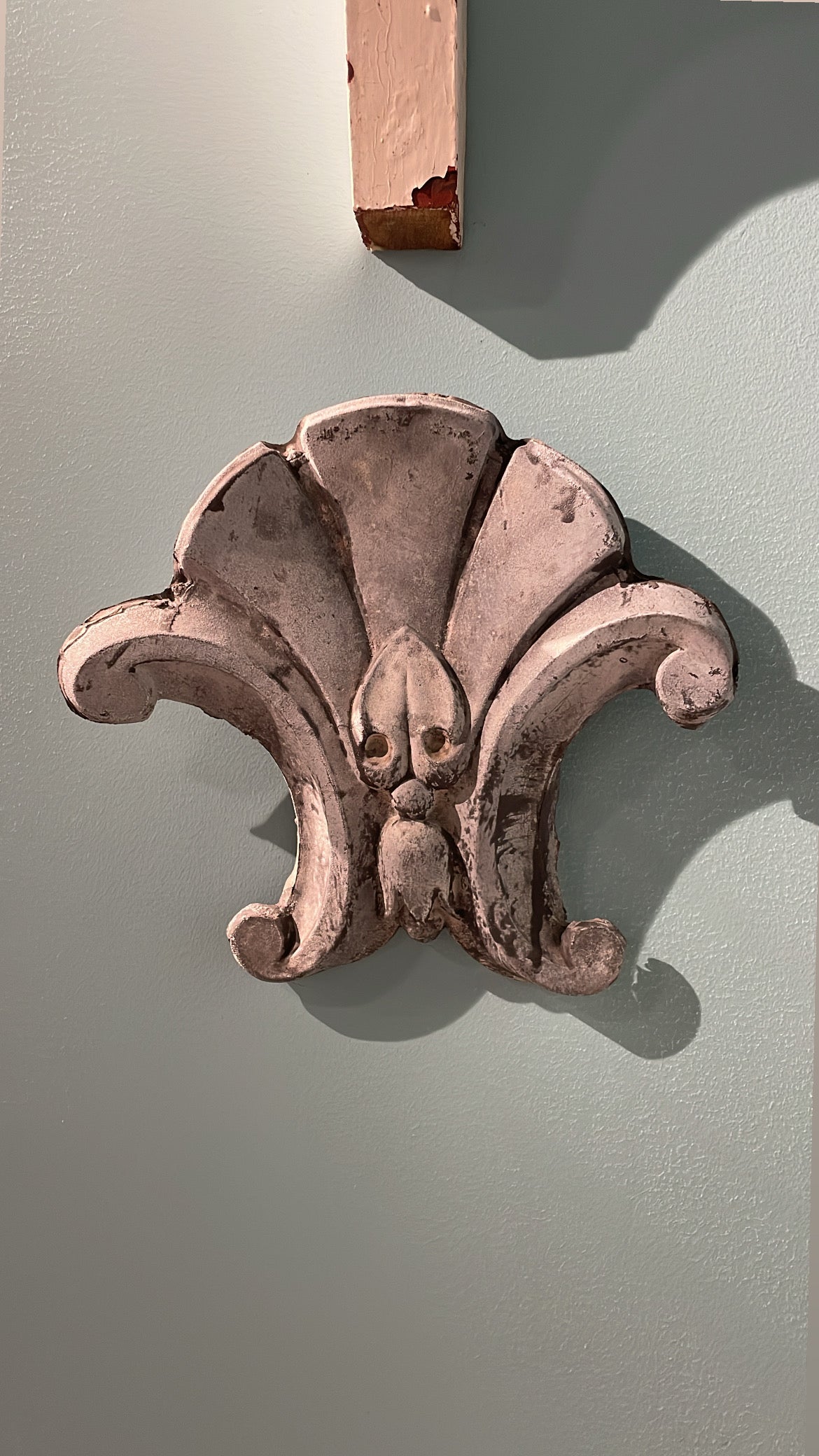 Set of Two Antique French Fleur de Lis Ridge Rooftop Finials -Old Zinc