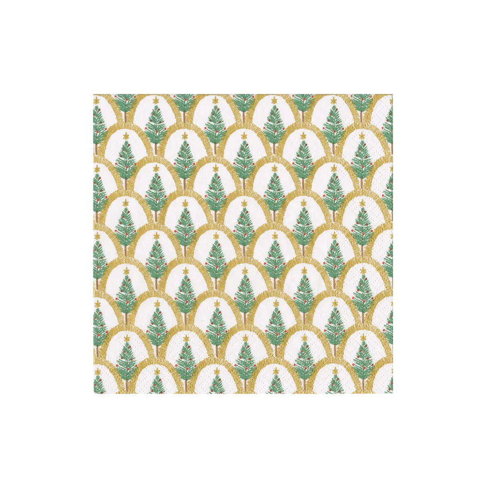 Deco Christmas Gold Cocktail Napkins | Caspari