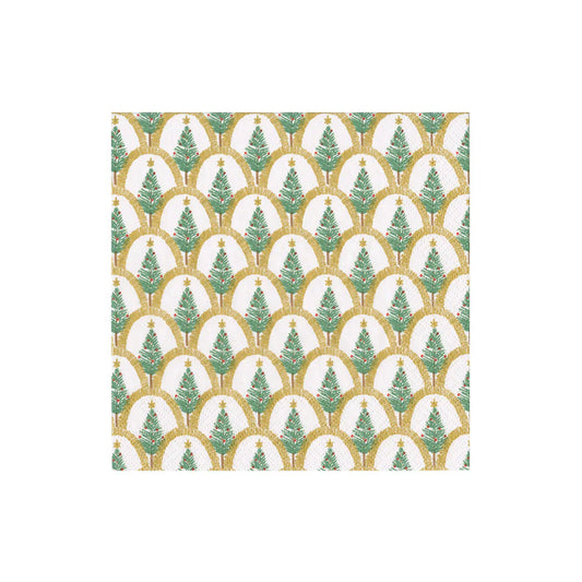 Deco Christmas Gold Cocktail Napkins | Caspari