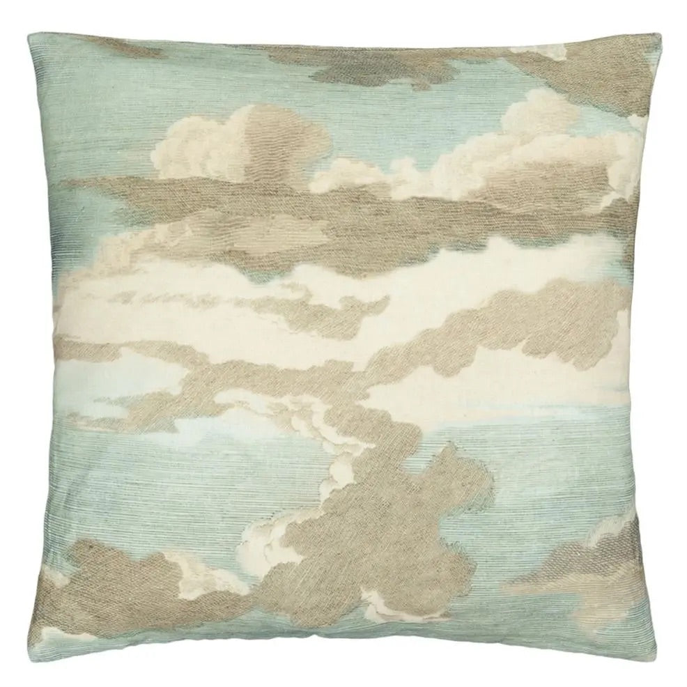 Dragonfly Over Clouds Sky Blue Cushion - John Derian