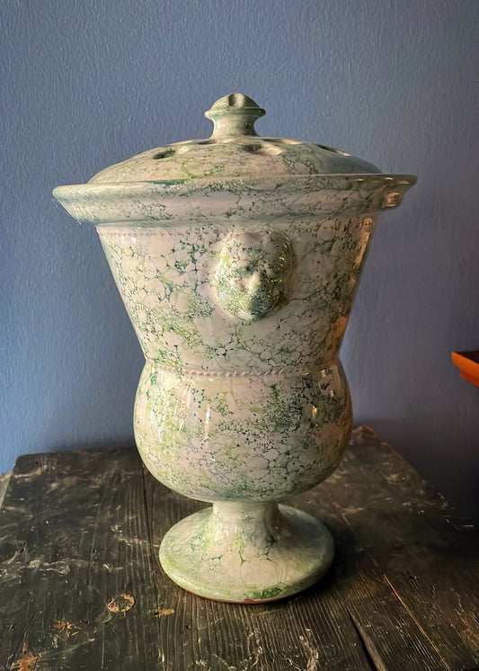 Dark Green Marbleized Lion Tulip Vase – Medium | Handmade Erik Bendtsen Ceramics