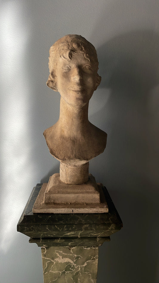Plaster and Wood Bust, Queen Elizabeth of Belgium (Princess of Bavaria) 1925