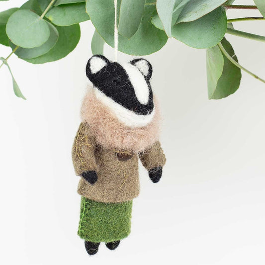 Badger with Collar Ornament | Christmas Ornament