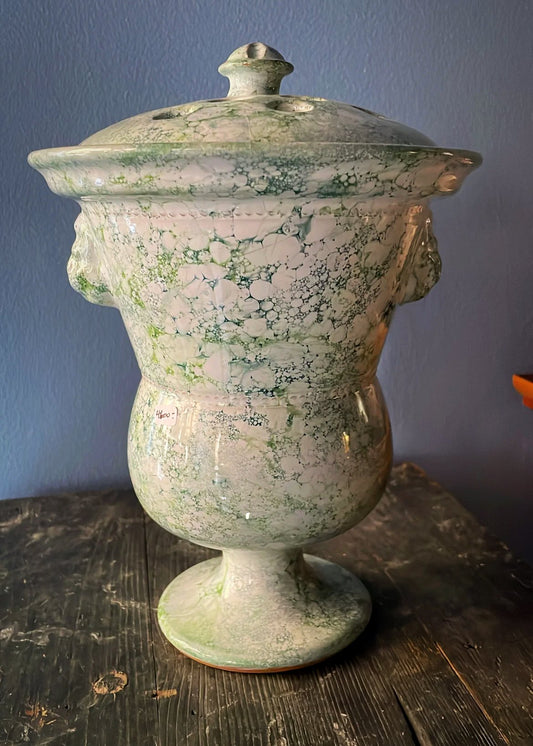 Dark Green Marbleized Lion Tulip Vase – Medium | Handmade Erik Bendtsen Ceramics