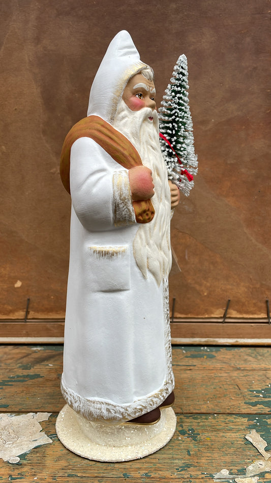 Antique Cream with Brown Bag Santa | Ino Schaller