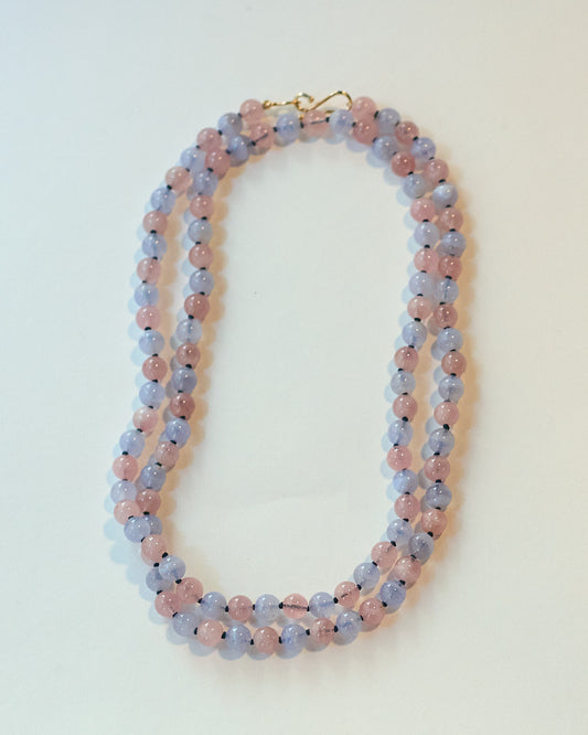 Madagascan Rose Quartz & Blue Lace Agate Necklace | Mikkel Brøgger