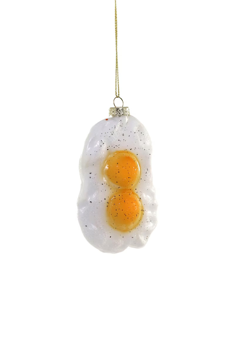 Fried Eggs Glass Christmas Ornament