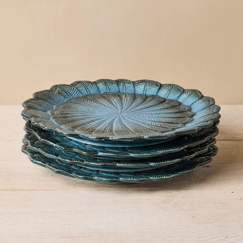 Stoneware Feather Salad Plates: Set of Four - John Derian Company