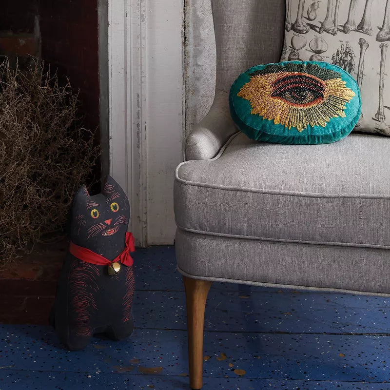 Black Cat Novelty Plush Pillow - John Derian Company