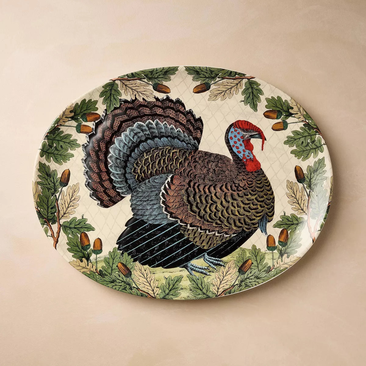 Turkey with Acorn Stoneware Oval Serving Platter - John Derian Turkey with Acorn Stoneware Oval Serving Platter - John Derian