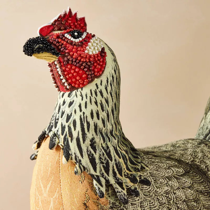 Beaded Chicken Novelty Plush Pillow - John Derian Company