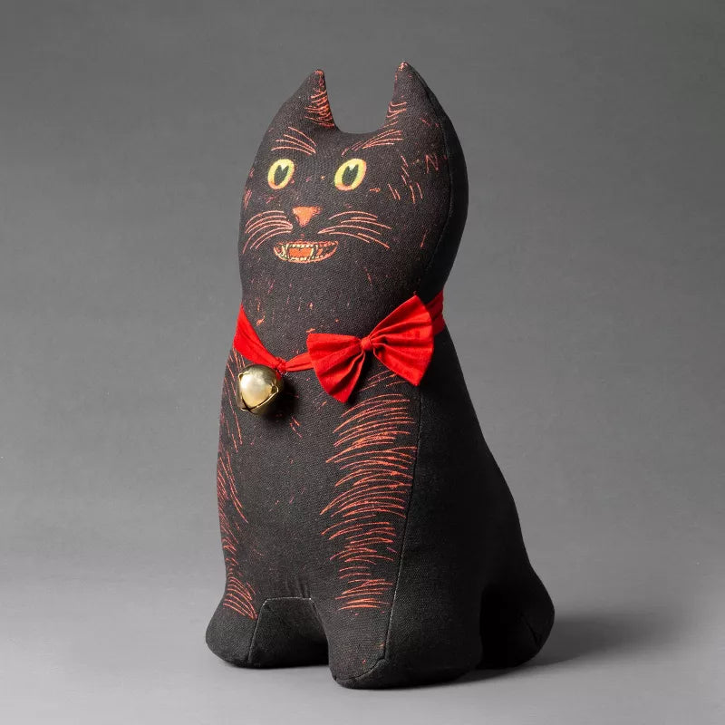 Black Cat Novelty Plush Pillow - John Derian Company