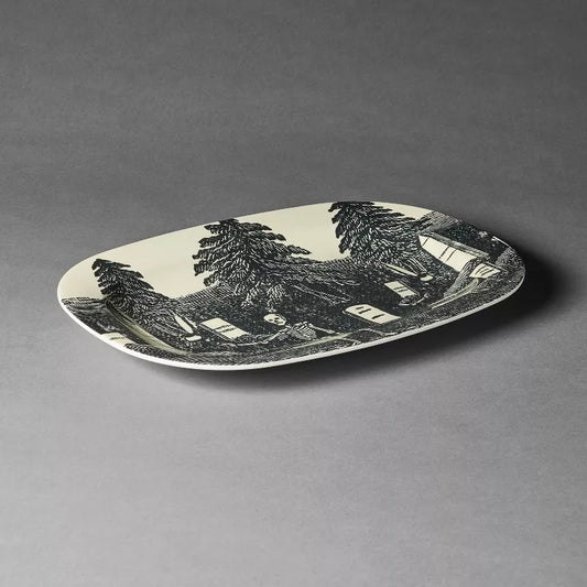 Skeleton and Cemetery Oval Serving Tray - John Derian Company