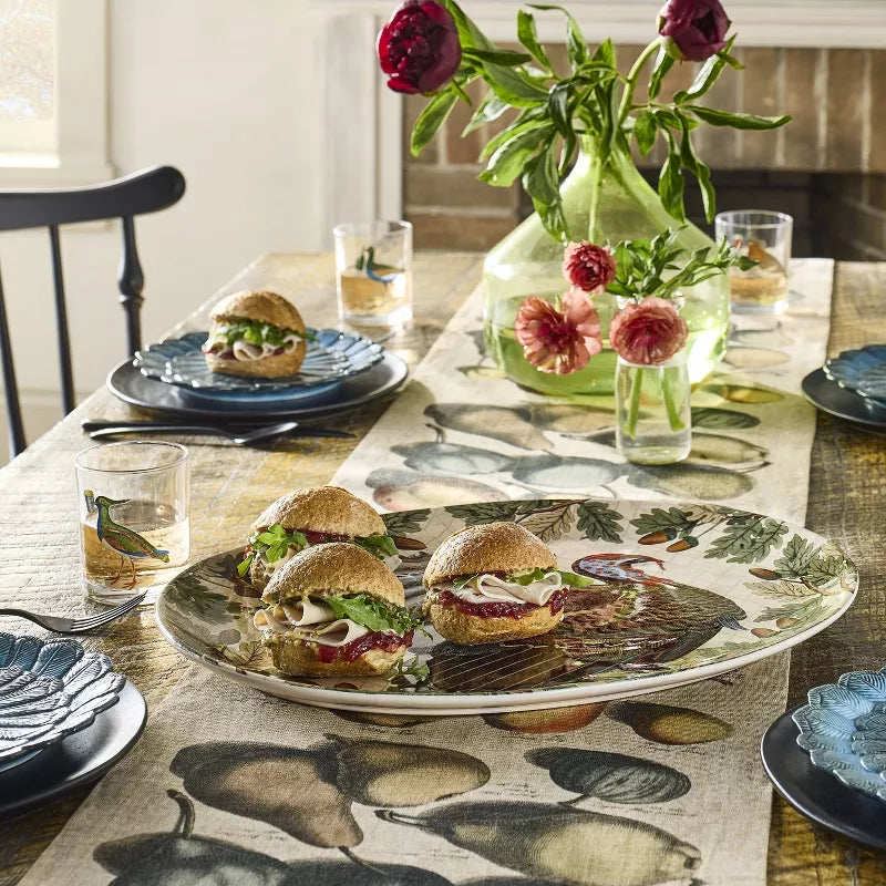 Turkey with Acorn Stoneware Oval Serving Platter - John Derian Company