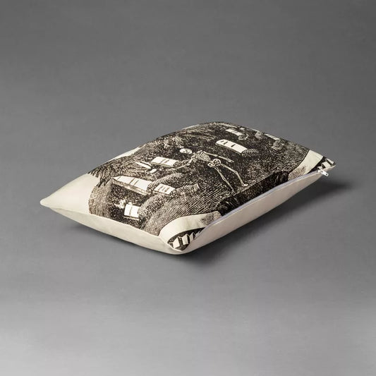 Rest In Peace Skeleton Graveyard Rectangle Throw Pillow - John Derian Company