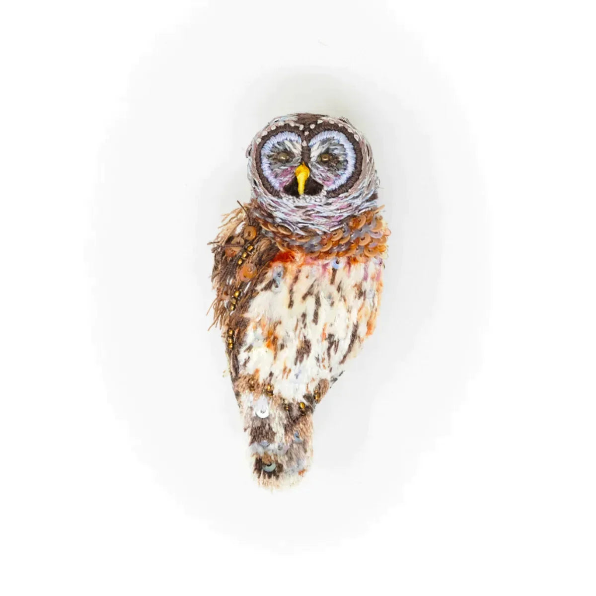 Hoot Owl hand-embroidered brooch by Trovelore at BON TON goods