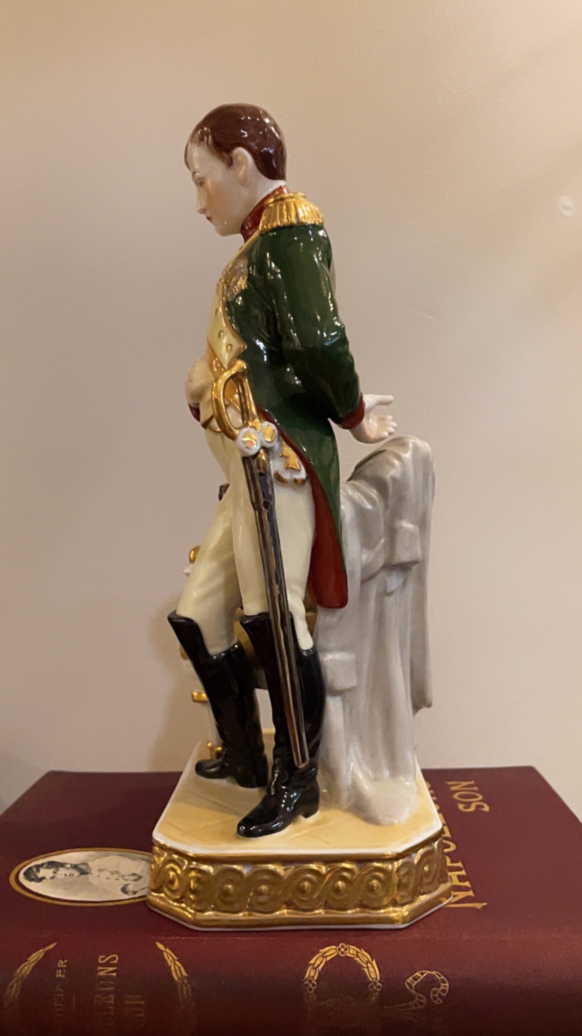 Napoleon Figurine with Pug on Chair