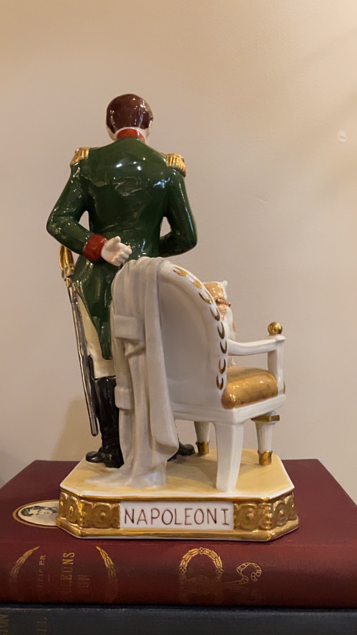Napoleon Figurine with Pug on Chair