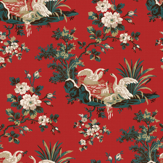 Flowers and Swans Wallpaper | Tapetorama