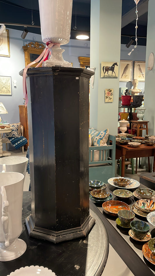Antique French Blackened Wood Pedestal