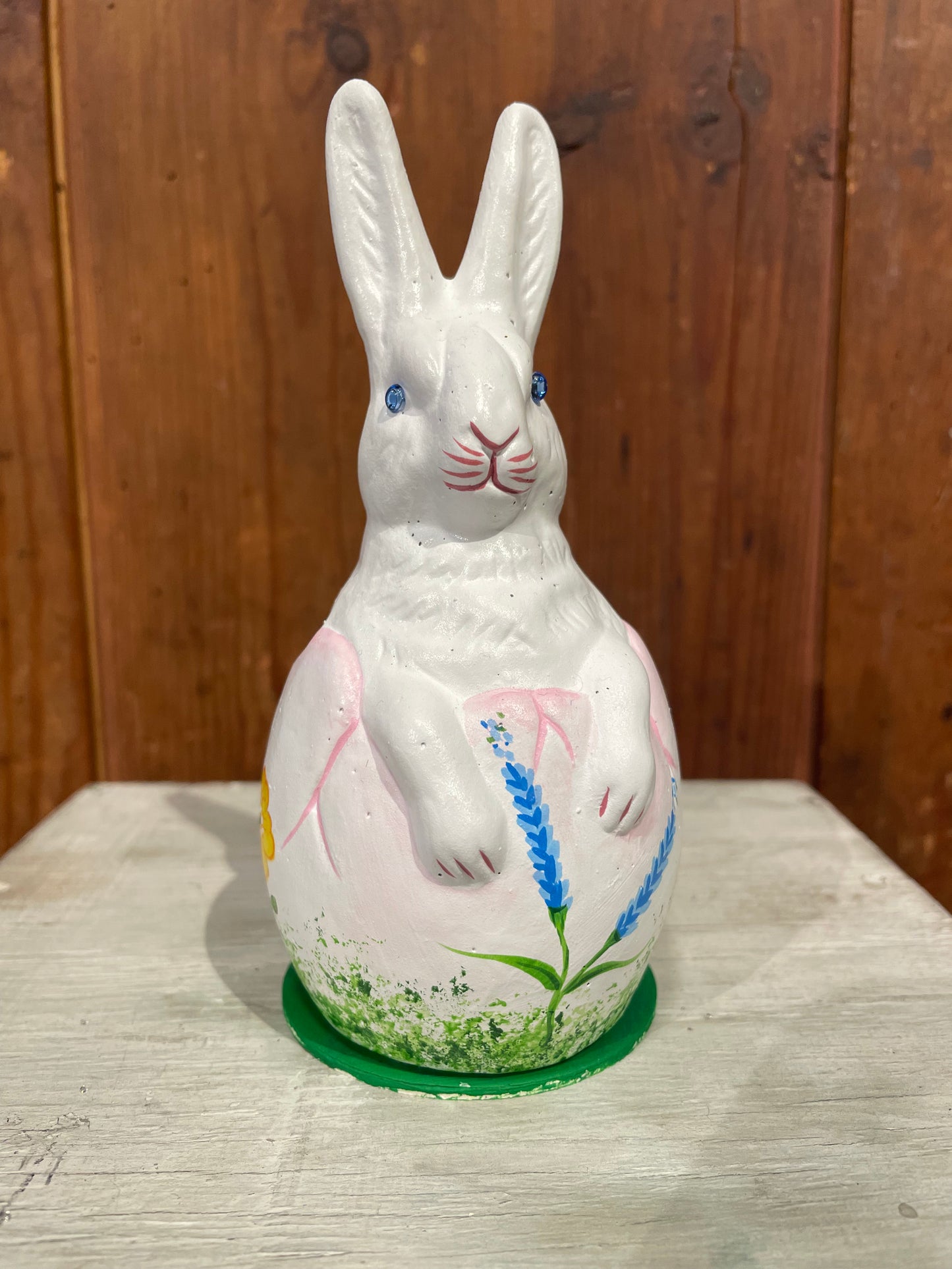 Bunny in White Egg, Hand Painted Flower Decorations | Ino Schaller